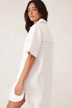 Women Ceres Life Side Pocket Boxy Dress - Fresh Ecru