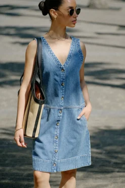 Women Ceres Life Side Pocket Mini Shift Dress - Fresh Indigo