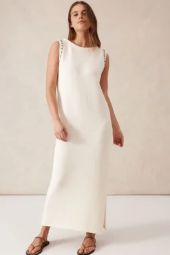 Women Ceres Life Sleeveless Boat Neck Knit Midi Dress - Eggshell