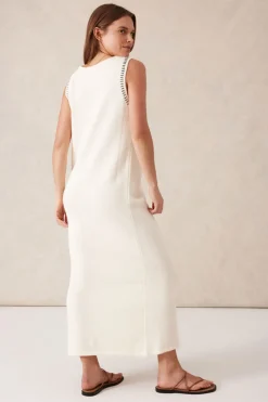 Women Ceres Life Sleeveless Boat Neck Knit Midi Dress - Eggshell