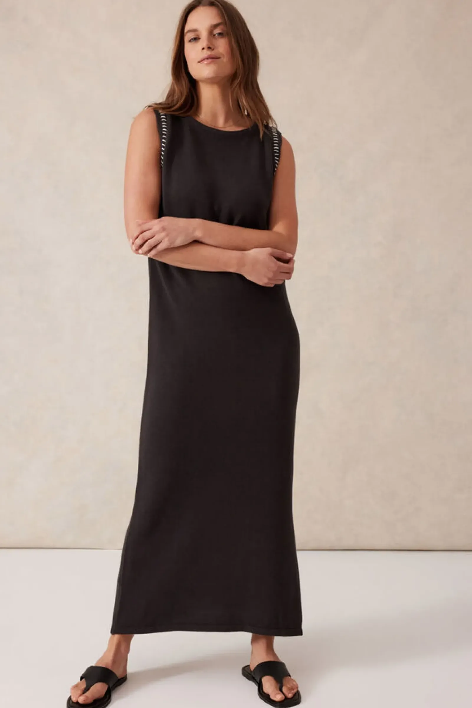 Women Ceres Life Sleeveless Boat Neck Knit Midi Dress - Phantom