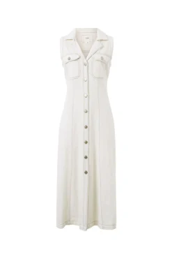 Women Ceres Life Sleeveless Panelled Midi Shirt Dress - Fresh Ecru