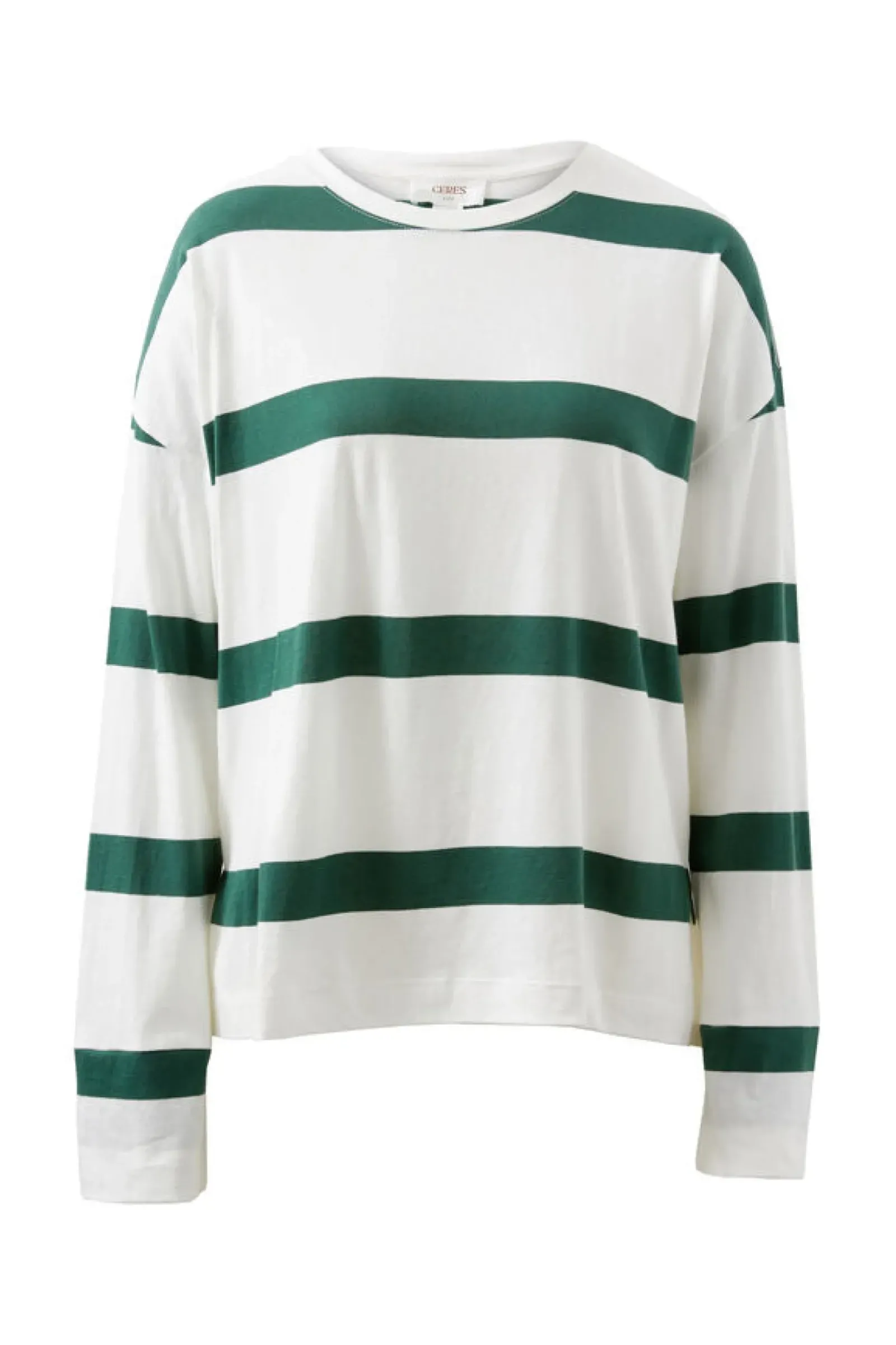 Women Ceres Life Slouchy Long Sleeve - Vanilla Pine Green Bold Stripe