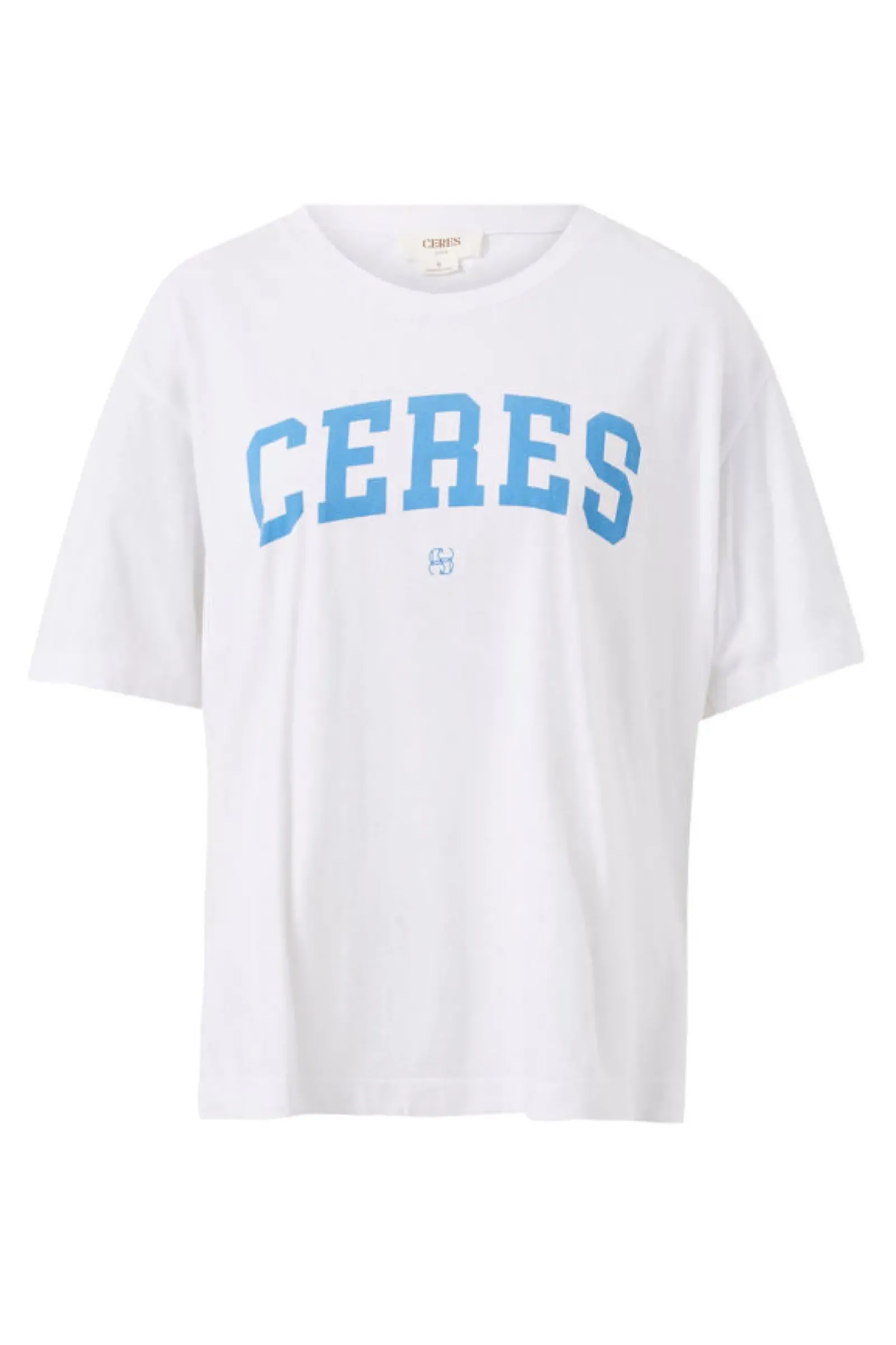 Women Ceres Life Slouchy Split Hem Tee - White/Ceres Varisty Pool Blue