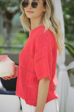 Women Ceres Life Square Knit Boxy Tee - Heritage Red