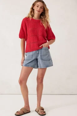 Women Ceres Life Square Knit Boxy Tee - Heritage Red