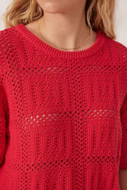 Women Ceres Life Square Knit Boxy Tee - Heritage Red