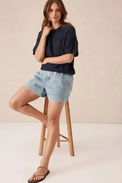 Women Ceres Life Square Knit Boxy Tee - New Navy