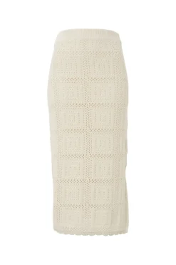 Women Ceres Life Square Knit Midi Skirt - Ecru