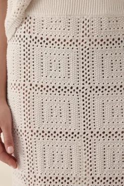 Women Ceres Life Square Knit Midi Skirt - Ecru