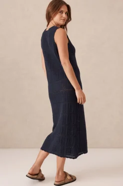 Women Ceres Life Square Knit Midi Tank Dress - New Navy