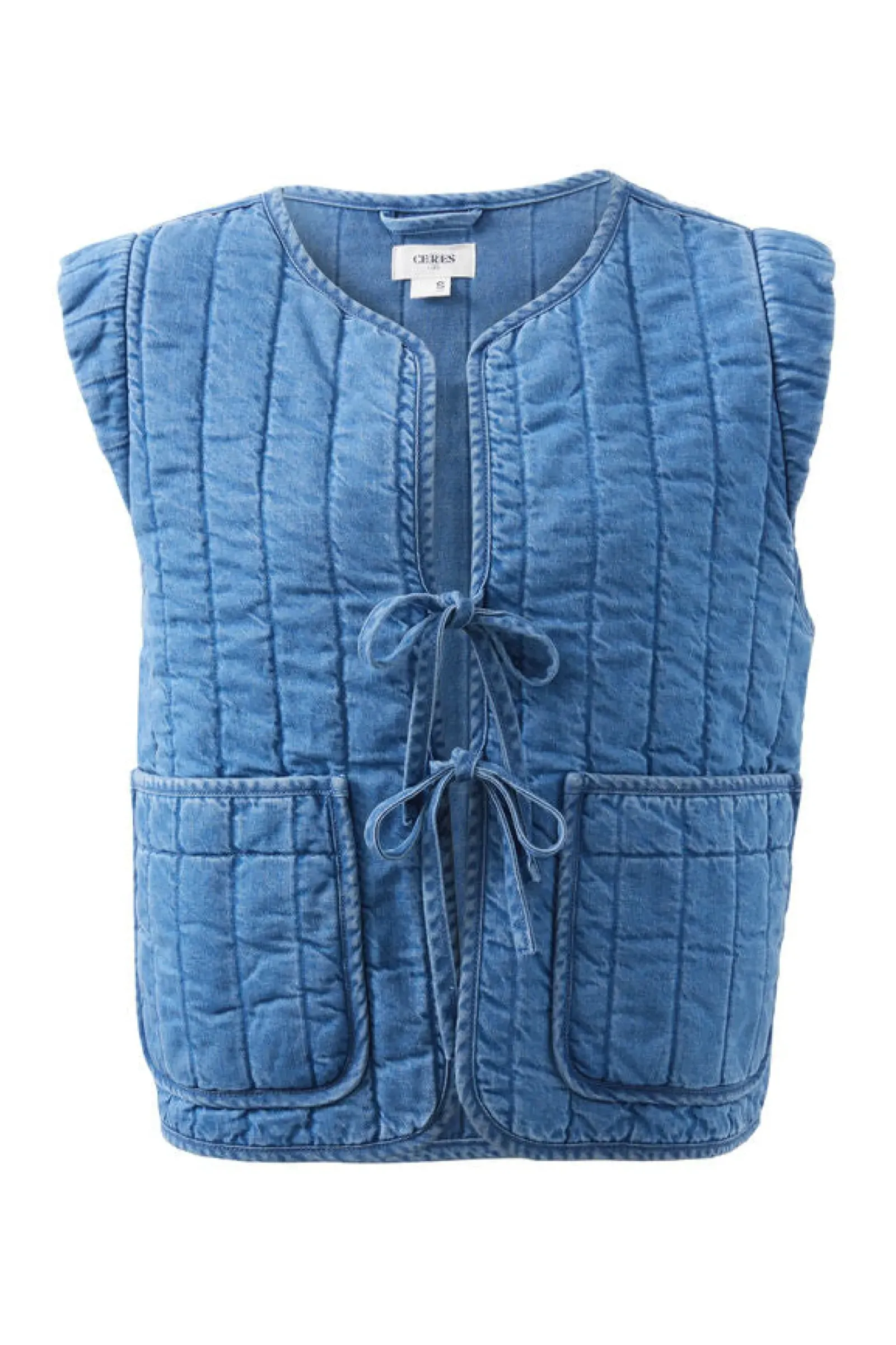 Women Ceres Life Tie Quilted Vest - Worn Blue