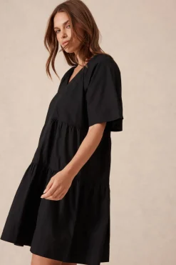 Women Ceres Life Tiered Poplin Mini Dress - Black