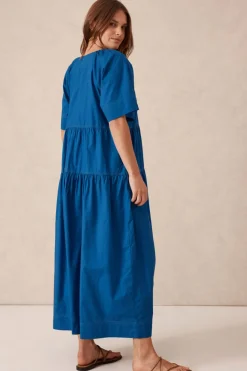 Women Ceres Life Tiered Poplin Midi Dress - Fresh Cobalt