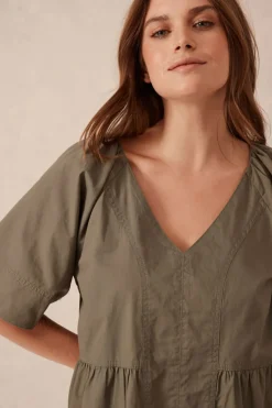 Women Ceres Life Tiered Poplin Mini Dress - Soft Olive