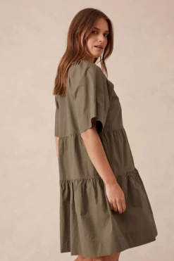 Women Ceres Life Tiered Poplin Mini Dress - Soft Olive