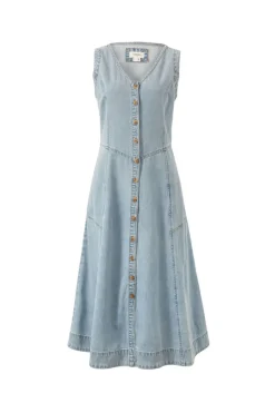 Women Ceres Life V Neck Flared Midi Dress - Worn Blue