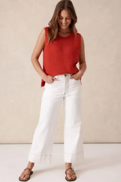 Women Ceres Life Wide Leg Crop Jean - Fresh Ecru