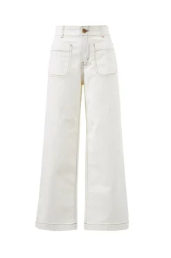 Women Ceres Life Wide Leg Front Pocket Jean - Fresh Ecru