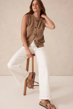 Women Ceres Life Wide Leg Front Pocket Jean - Fresh Ecru