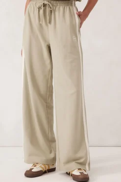 Women Ceres Life Wide Leg Terry Trackpant - Matcha Side Stripe
