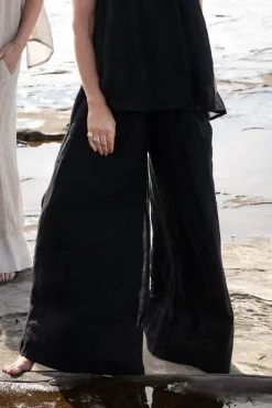 Women Eadie Lifestyle Eadie Arana Linen Pant - Black