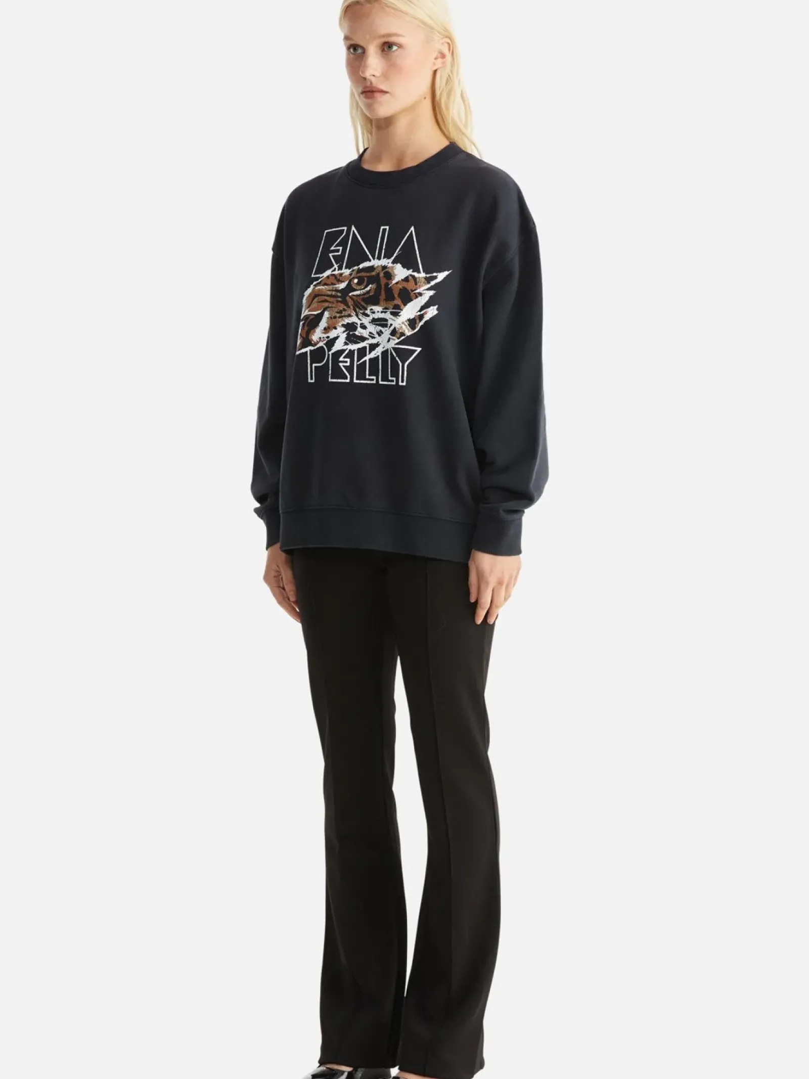 Women Ena Pelly Lilly Oversized Sweater Tigers Eye - Vintage Black
