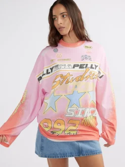 Women Ena Pelly Moto Long Sleeve Tee Dress - Multi