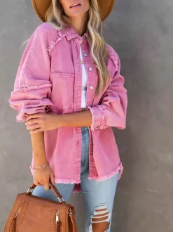 Women Eyes on Floyd Trixie Shirt Denim Jacket - Pink