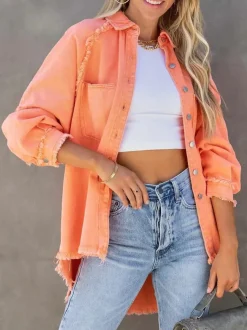 Women Eyes on Floyd Trixie Shirt Denim Jacket - Orange