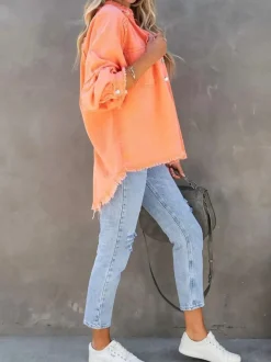 Women Eyes on Floyd Trixie Shirt Denim Jacket - Orange