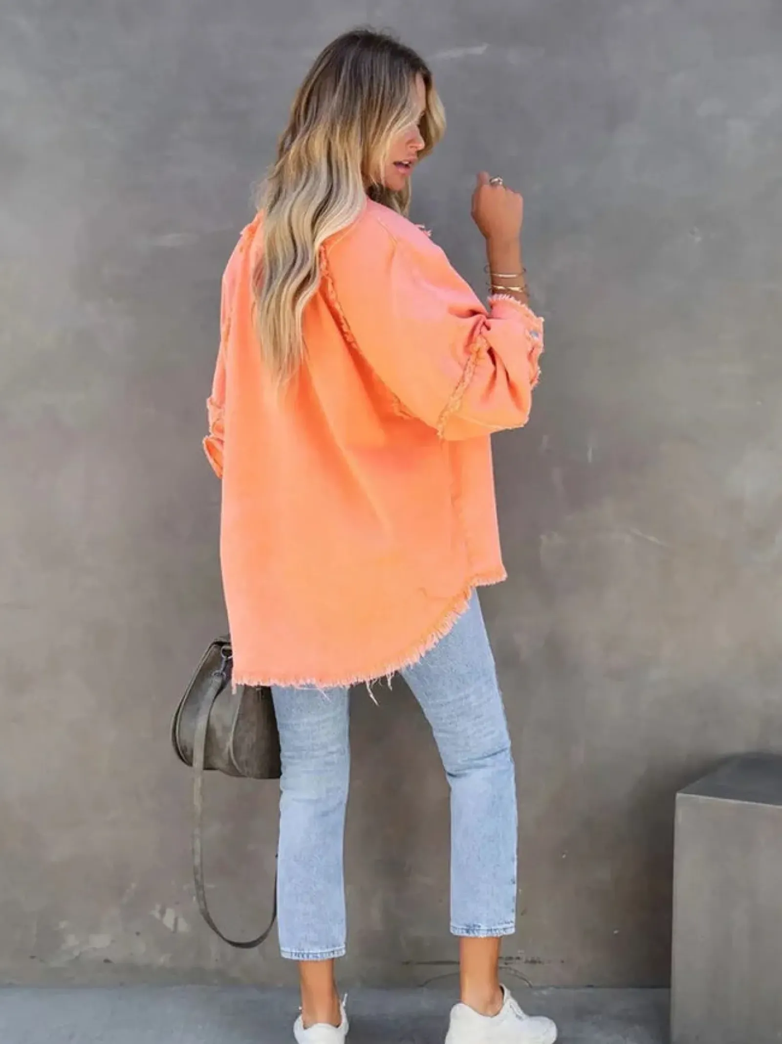 Women Eyes on Floyd Trixie Shirt Denim Jacket - Orange