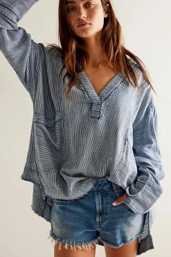 Women Free People By The Shore Shirt - Indigo Stripe