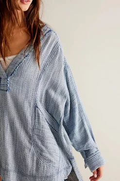 Women Free People By The Shore Shirt - Indigo Stripe
