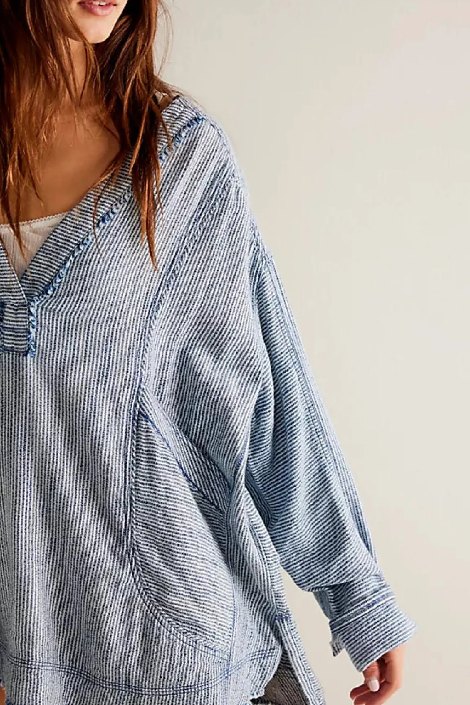 Women Free People By The Shore Shirt - Indigo Stripe