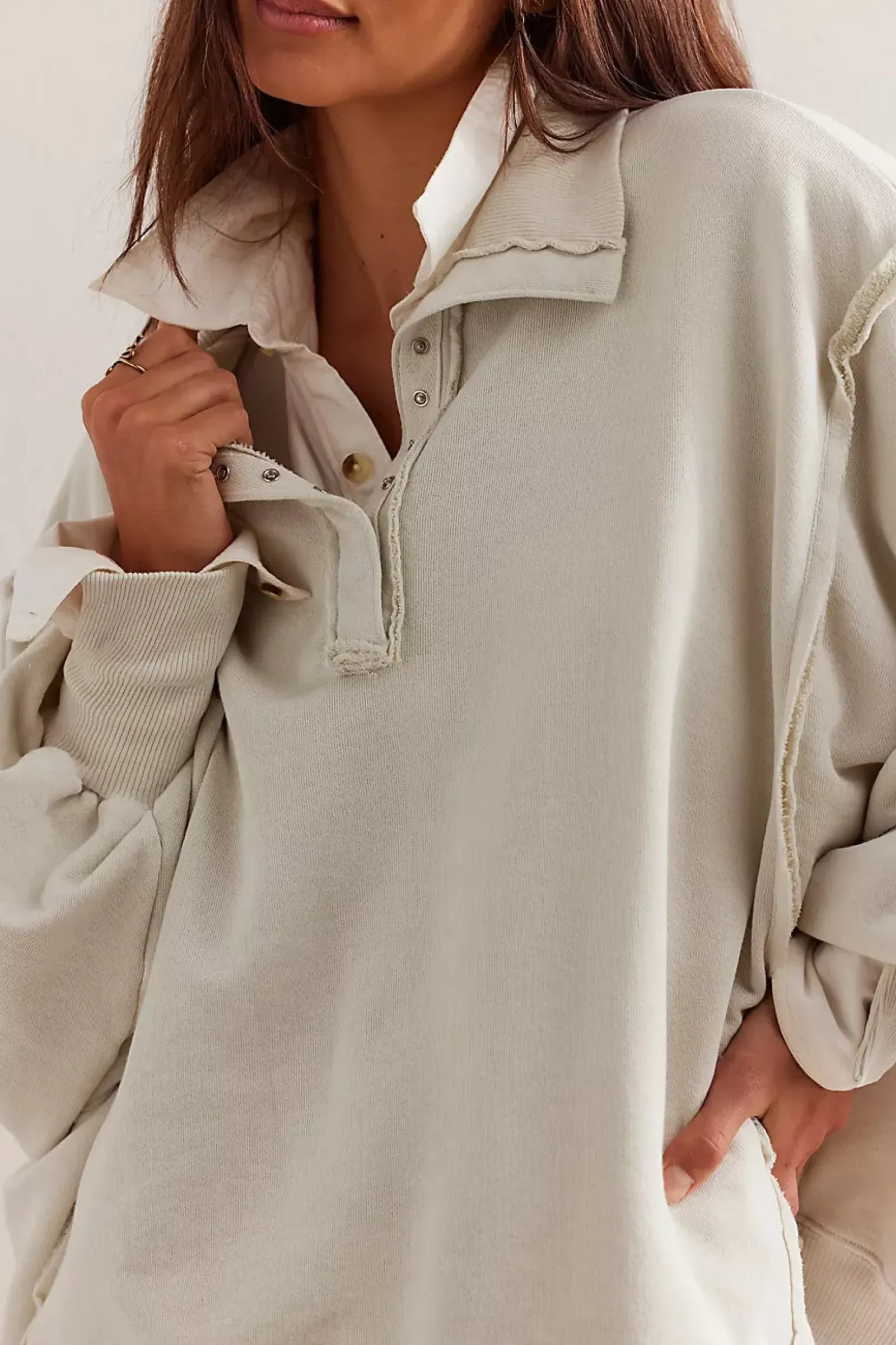 Women Free People Camden Henley - Grey Opal