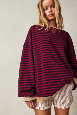 Women Free People Classic Striped Crew - Nautical Combo