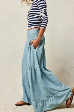 Women Free People Dawn on Me Wide Leg Jeans - Moonlit