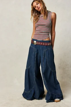 Women Free People Dawn on Me Wide Leg Jeans - London Blue