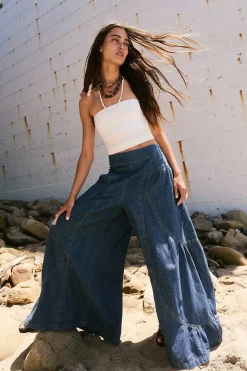 Women Free People Dawn on Me Wide Leg Jeans - London Blue