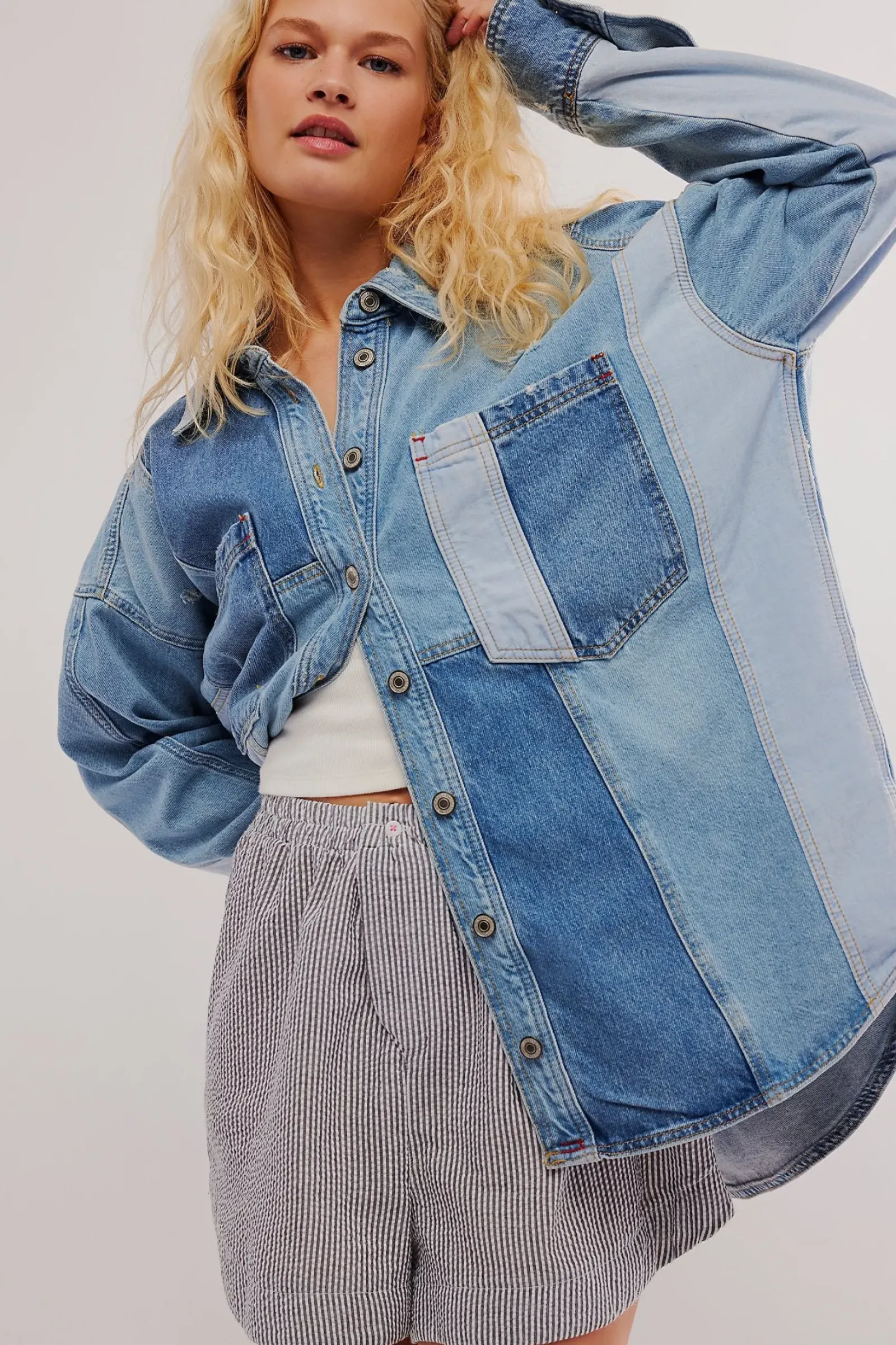 Women Free People Mountain Roads Shirt - Indigo Mixed