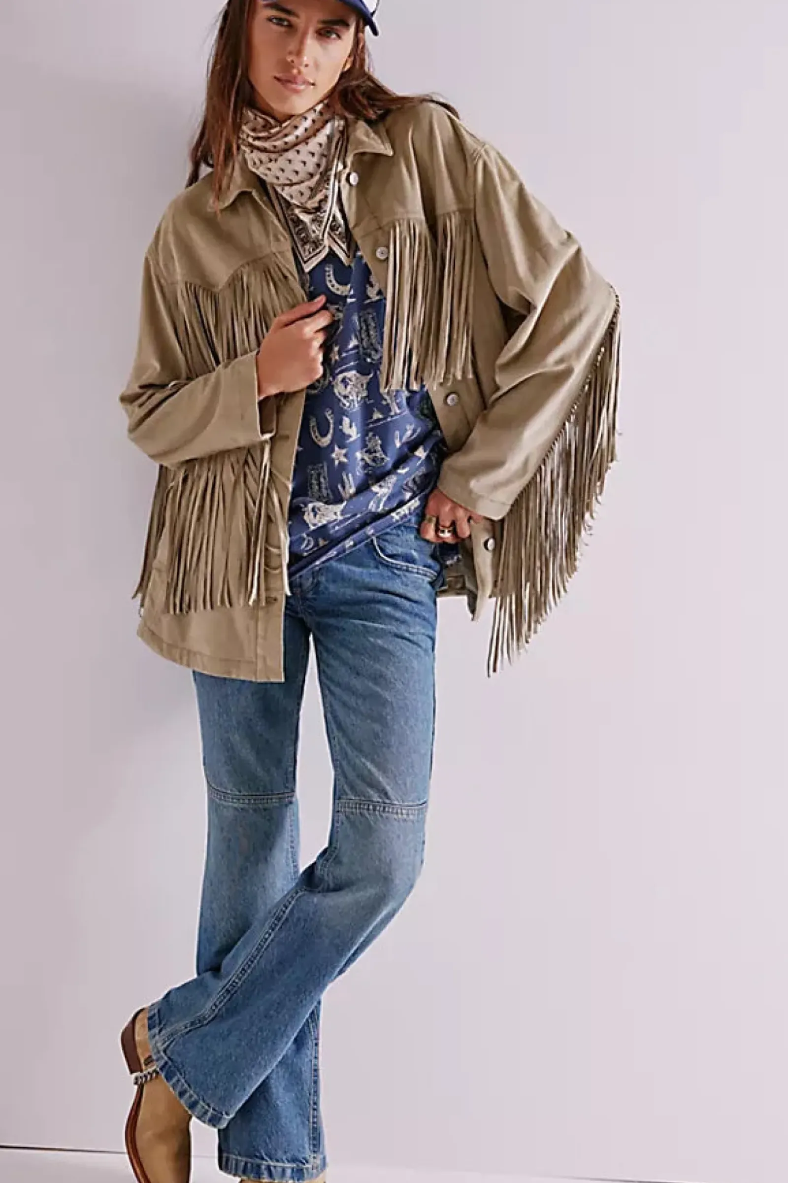 Women Free People Painted Floral Tee - Navy Combo