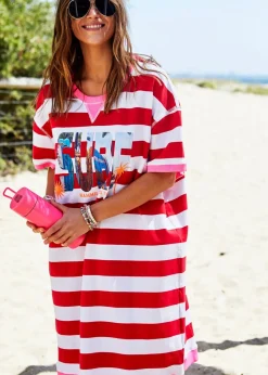 Women Hammill & Co Hammill & Co Beach Sweat Dress - Red/White Stripe