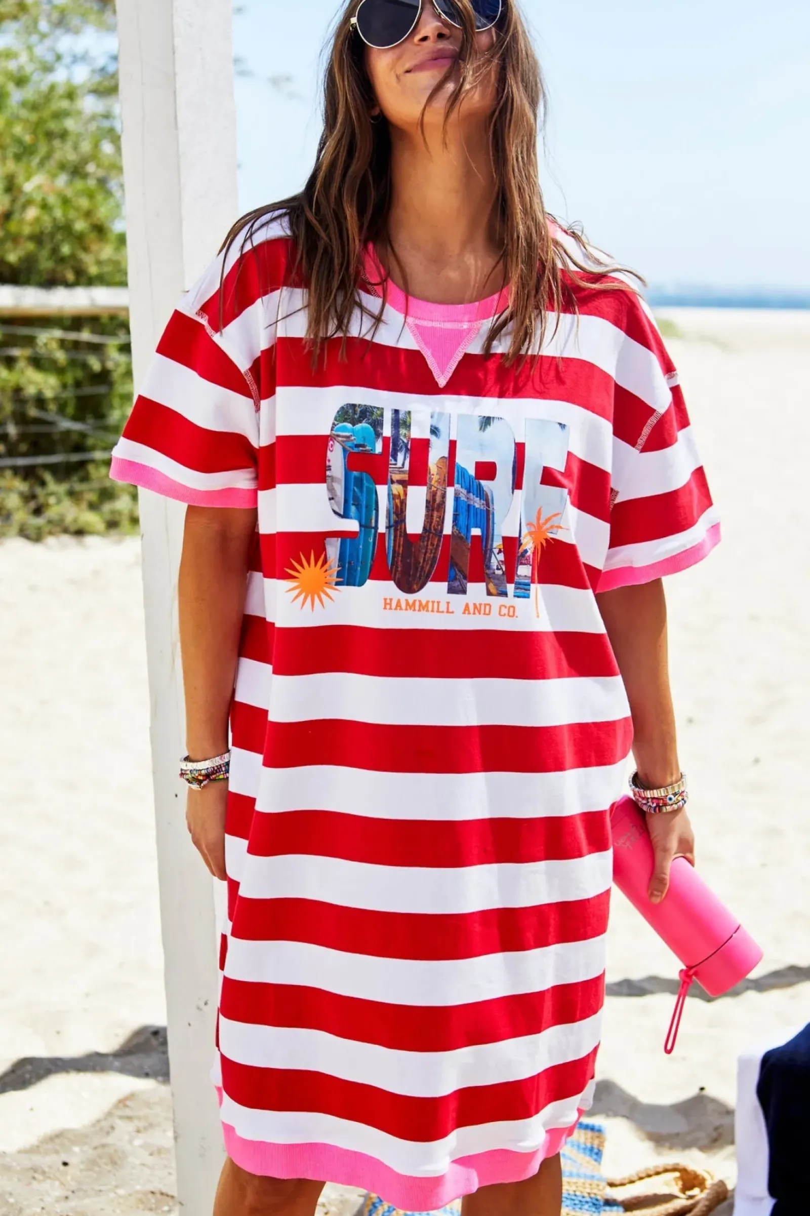 Women Hammill & Co Hammill & Co Beach Sweat Dress - Red/White Stripe