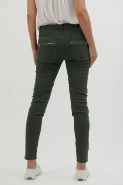 Women Italian Star Button Jean - Military