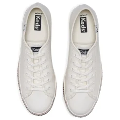 Keds Triple Up Leather Leopard Stripe - White/Tan