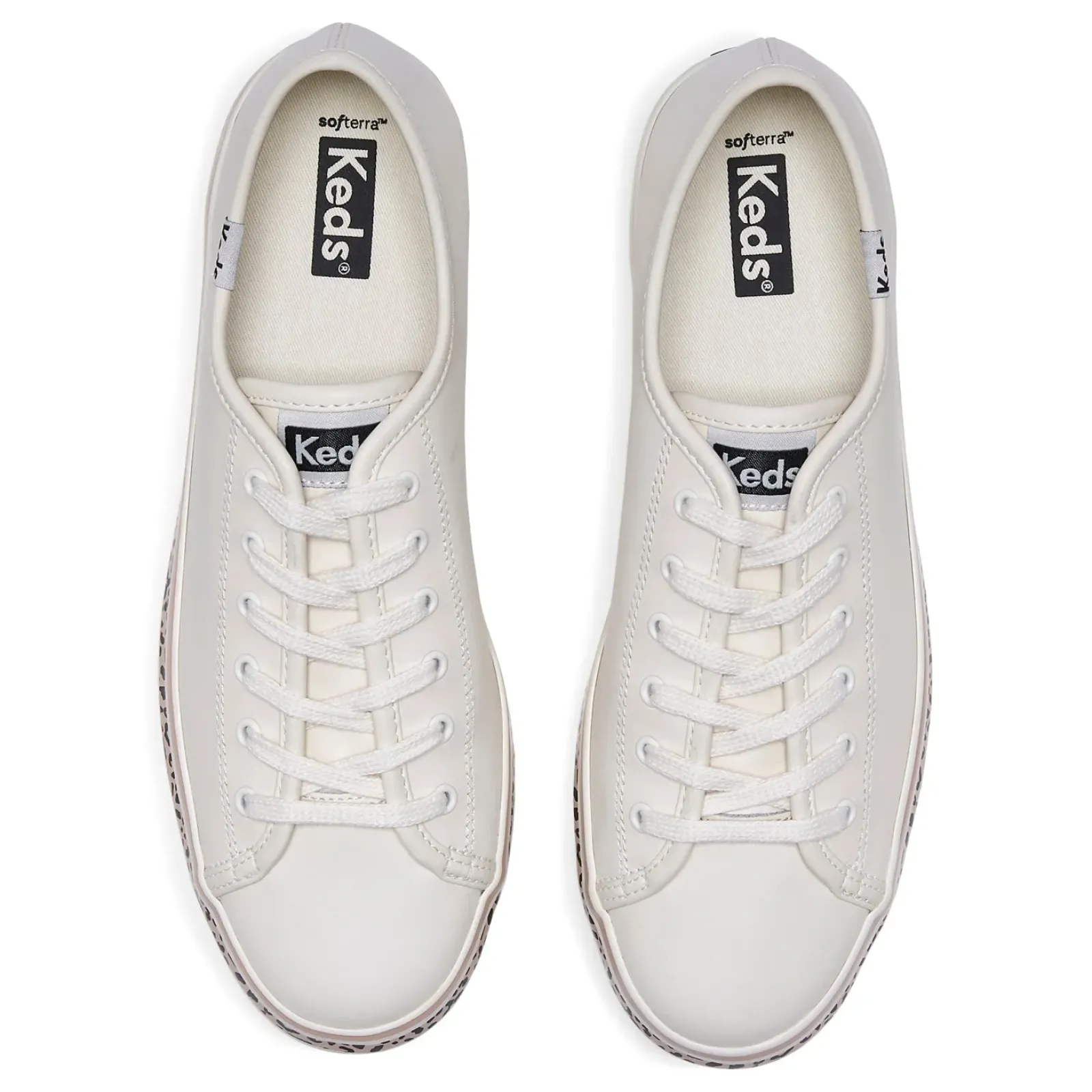 Keds Triple Up Leather Leopard Stripe - White/Tan