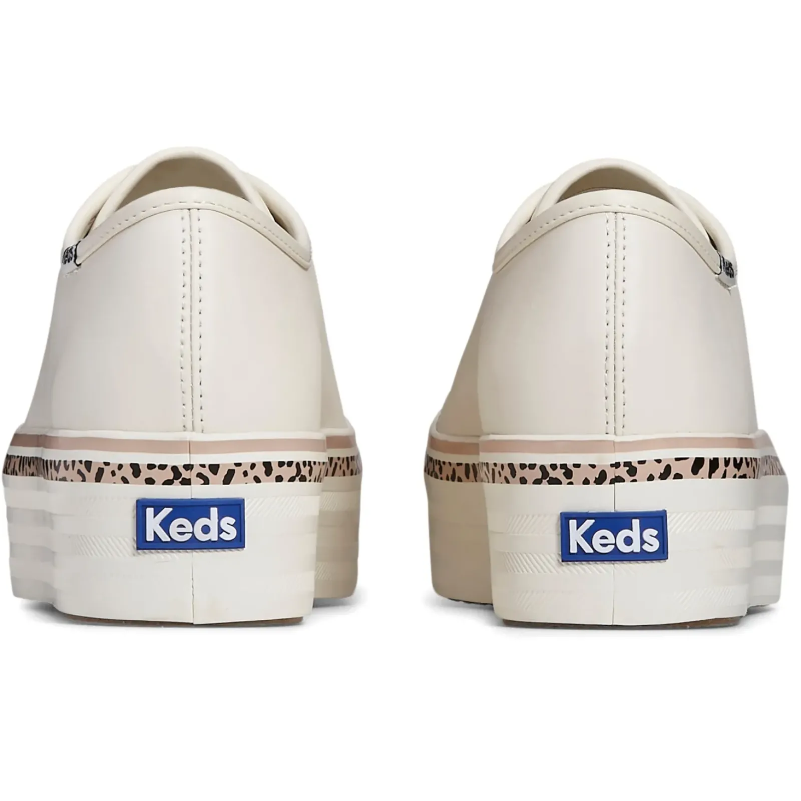 Keds Triple Up Leather Leopard Stripe - White/Tan