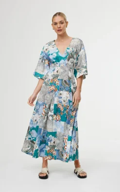 Women Kinney Ellis Dress - Cyan Patchwork