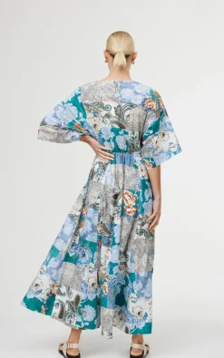 Women Kinney Ellis Dress - Cyan Patchwork